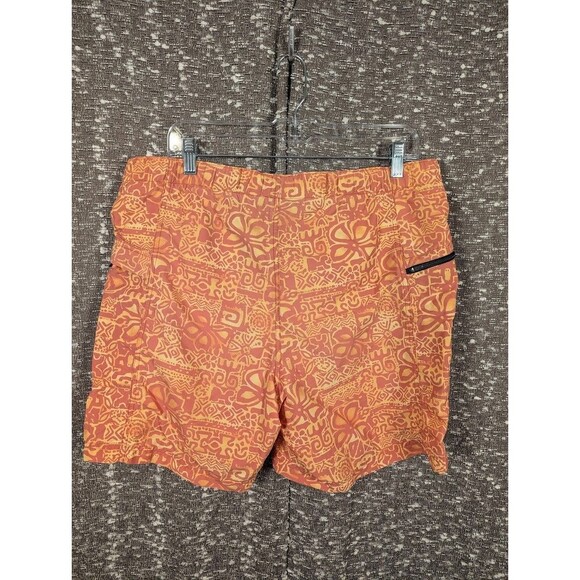Vintage L.L. Bean Orange Hawaiian Swim Truck‎ Shorts With Zip Pockets - Picture 2 of 9